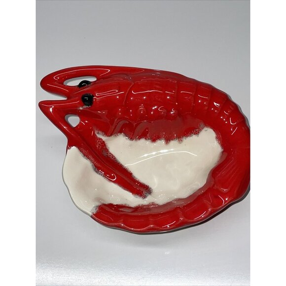 Vintage Ceramic Lobster Dish Signed Jim Dandy 1977 Excellent Condition Red - Picture 11 of 15